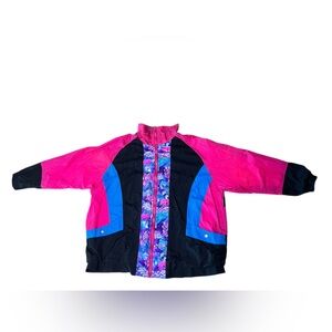Vintage 90s Pink & Blue Color Block Windbreaker Jacket XL